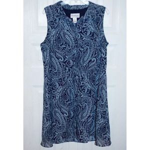 NorthStyle Shirt Dress Blue Paisley Sleeveless